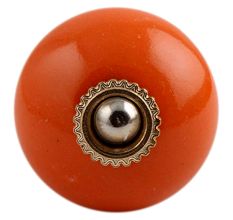 Orange Round Golden Fitting Ceramic Knob